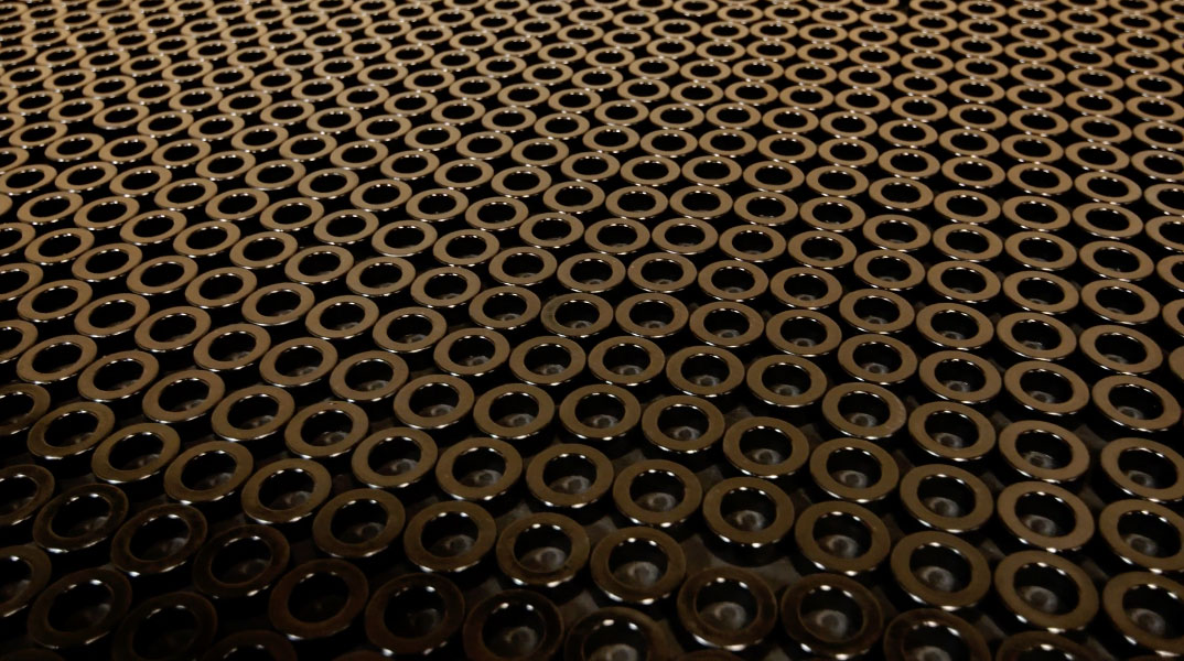 Polyurethane vibration isolators used on dunnage racks for an OEM engine manufacturer.