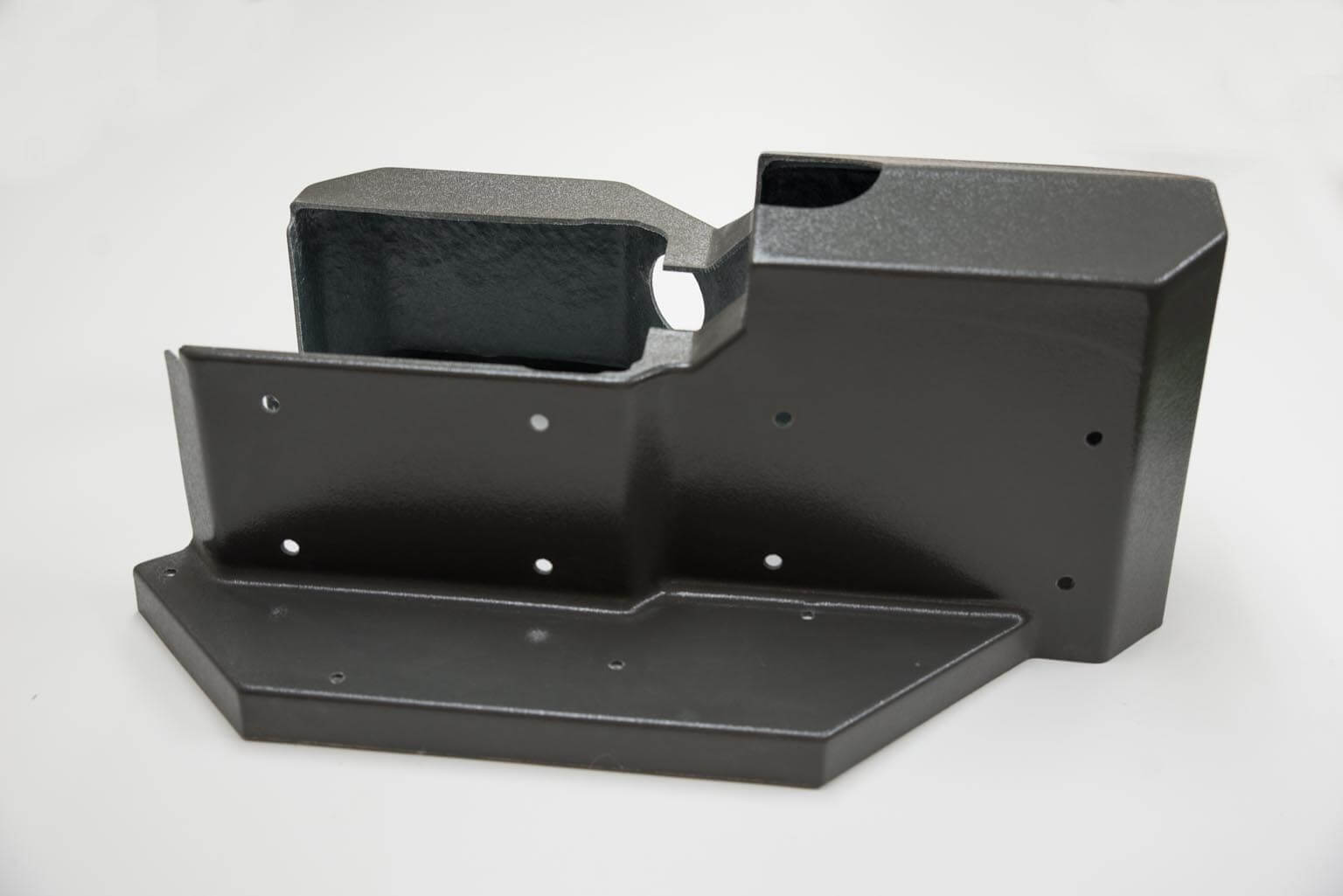 Textured ABS with fiberglass structure on the back for added durability.